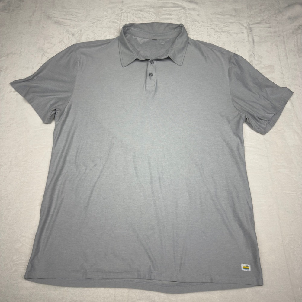 Vuori Strato Tech Polo Shirt Mens XL Grey Short Sleeve Performance Athleisure